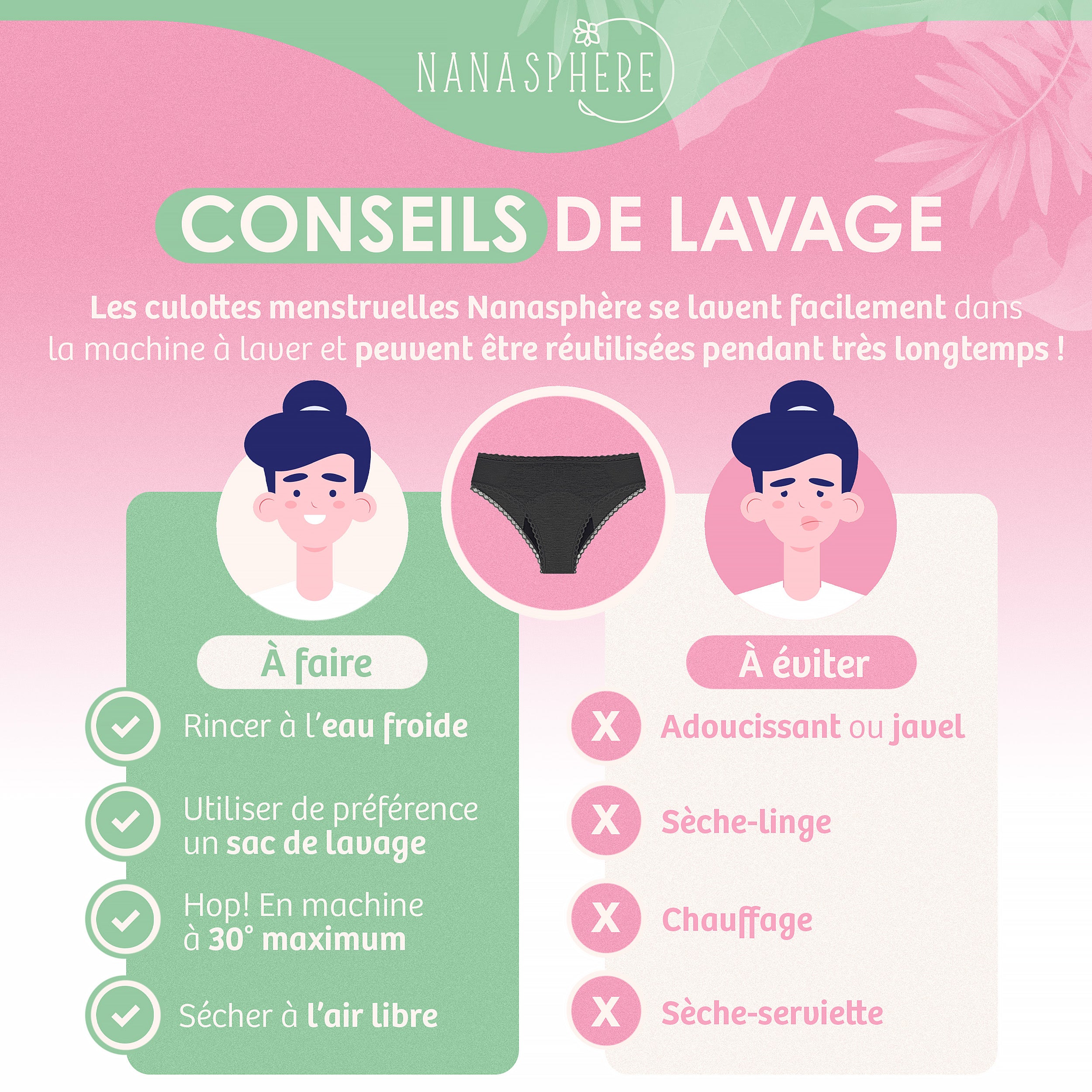 Modèle Plumetis 3 Culottes Menstruelles Flux Modéré à Abondant Coton Bio et Bambou Couleur Bordeaux Gris Beige + Sac de lavage